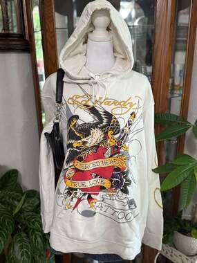 Ed Hardy Pierced Hearts True Love Eagle Graphic Hoodie